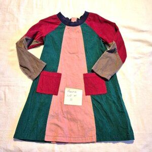Hanna Andersson girls size 110 or 5 multi colored corduroy dress EUC
